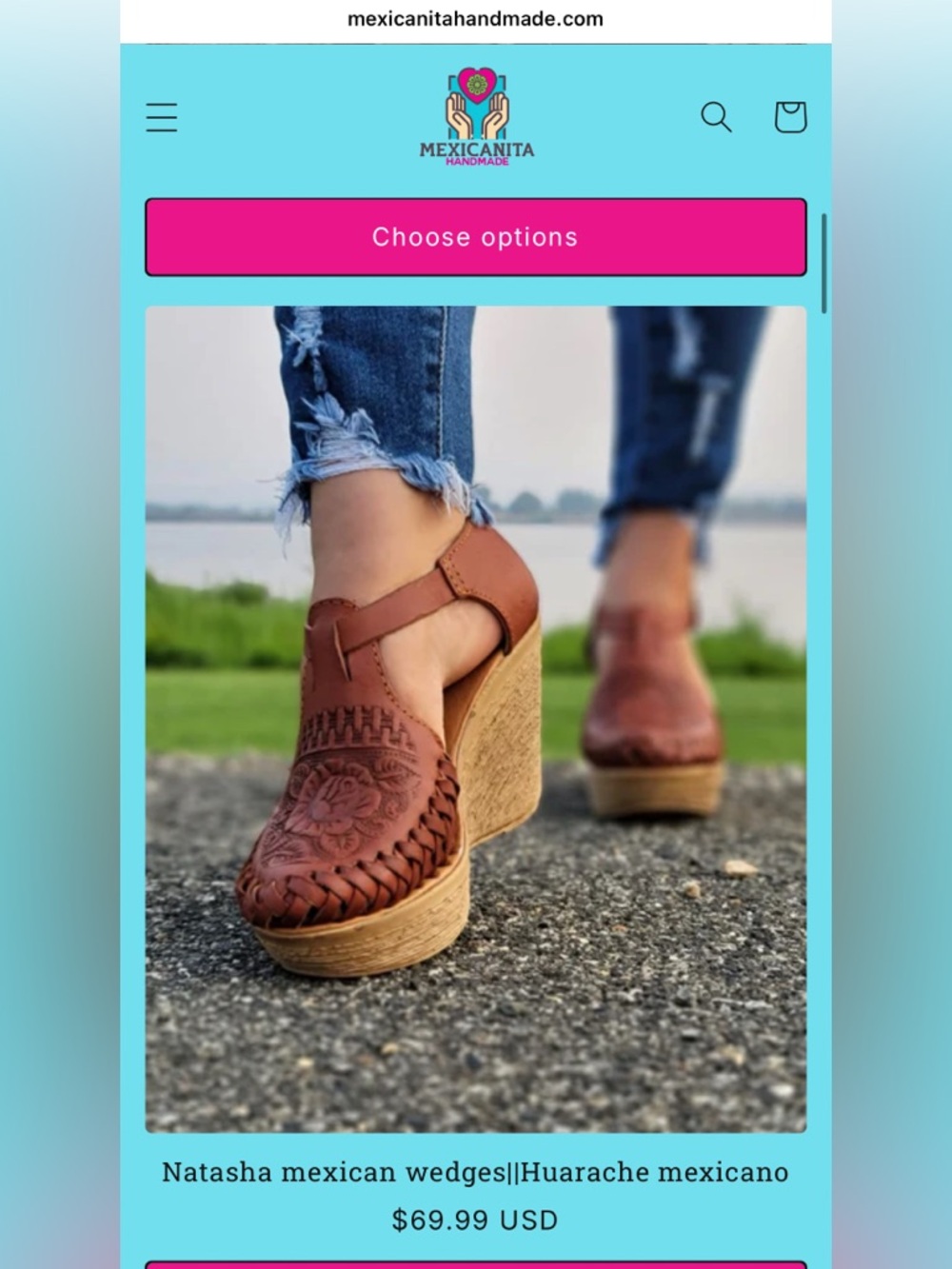 Mexicanita Handmade Natasha Brown Woven Leather Wedges